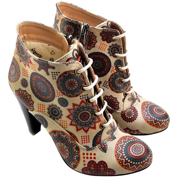 🌟 Goby || 3.5" Mandala Heel Ankle Boots - Picture 6 of 8
